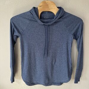 Athleta Pullover Women's Medium Blue UPTEMPO HOODIE Sweatshirt Cowl Neck Stretch